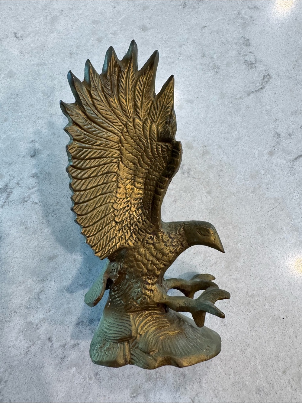Vintage Brass Eagle Paperweight 1970 Americana Distressed